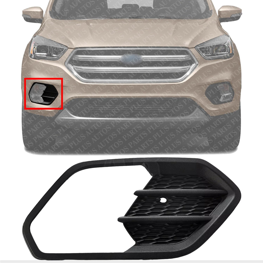 Front Fog Light Cover Textured Right Passenger Side Direct Replacement Compatible With 2017-2019 Ford Escape FO1039164 GJ5Z17K946AA
