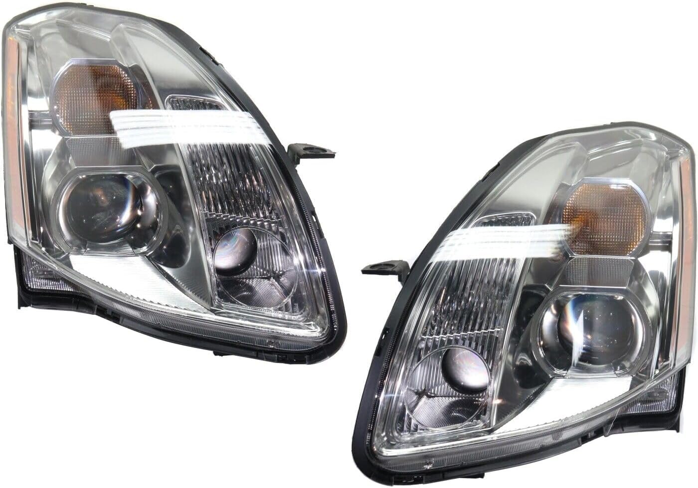 Set Of 2 Front Head Light Assembly Plastic Left Driver & Right Passenger Side Direct Replacement Compatible With 2004-2006 Nissan Maxima NI2502183 NI2502150 NI2503183 NI2503150