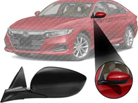 Front Power Mirror Manual Folding Non-Heated Primed Left Driver Side Direct Replacement Compatible With 2018-2022 Honda Accord HO1320328 76258TVAA02 76251TVAA01ZJ