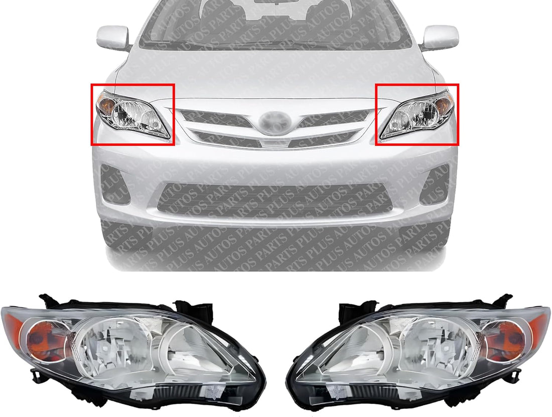 Set OF 2 Front Head Light Left Driver & Right Passenger Side Direct Replacement Compatible With 2011-2013 Toyota Corolla TO2503204 TO2502204 TO2519131 TO2518131 8113012F10 8117012F10