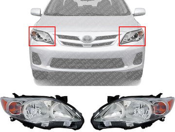 Set OF 2 Front Head Light Left Driver & Right Passenger Side Direct Replacement Compatible With 2011-2013 Toyota Corolla TO2503204 TO2502204 TO2519131 TO2518131 8113012F10 8117012F10