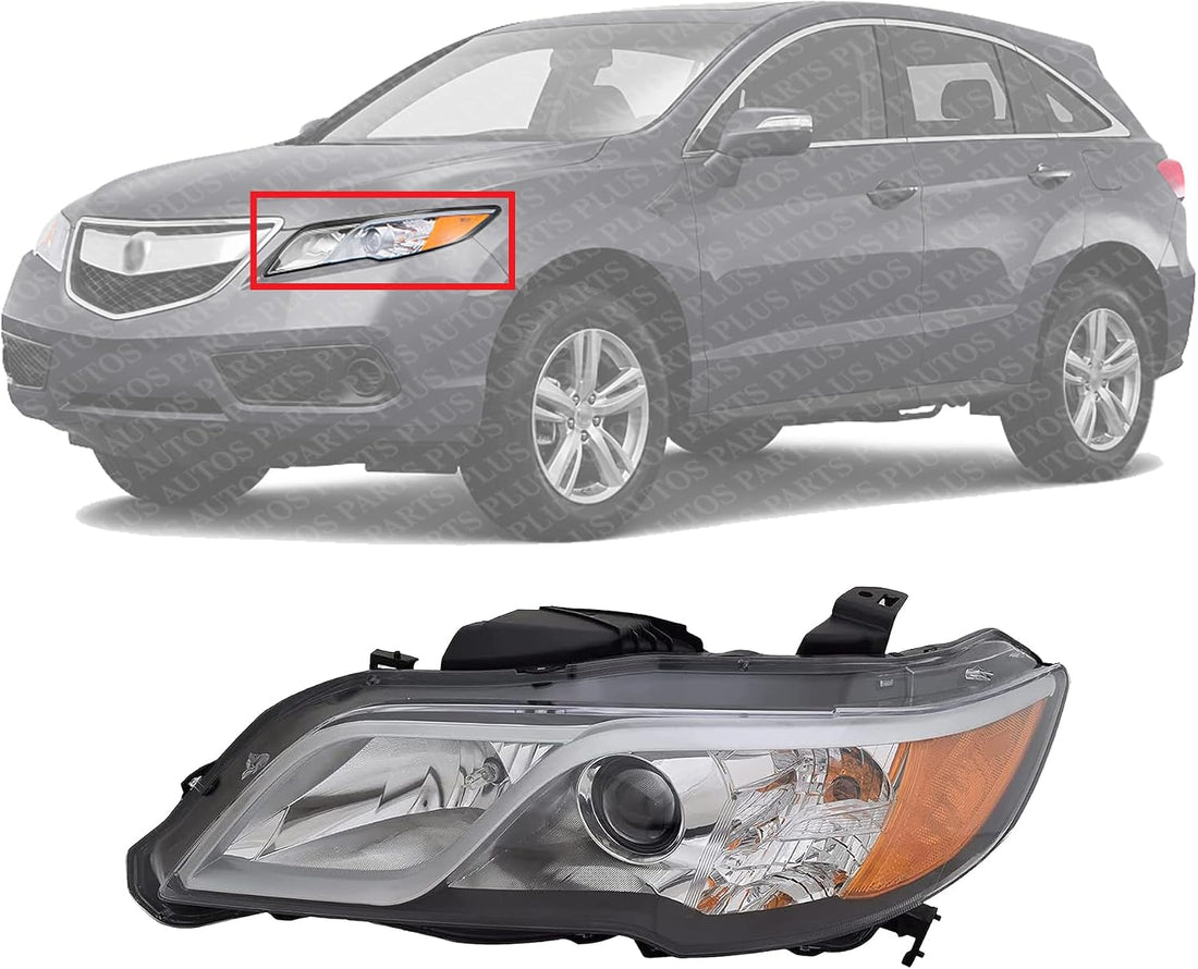 Front Head Light Assembly Halogen Left Driver Side Direct Replacement Compatible With 2013-2015 Acura RDX AC2502123 33150TX4A11