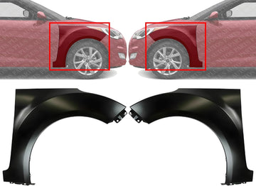 Set Of 2 Front Fender Primed Steel Left Driver & Right Passenger Side Direct Replacement Compatible With 2012-2017 Hyundai Veloster HY1241156 HY1240156 663212V010 663112V010