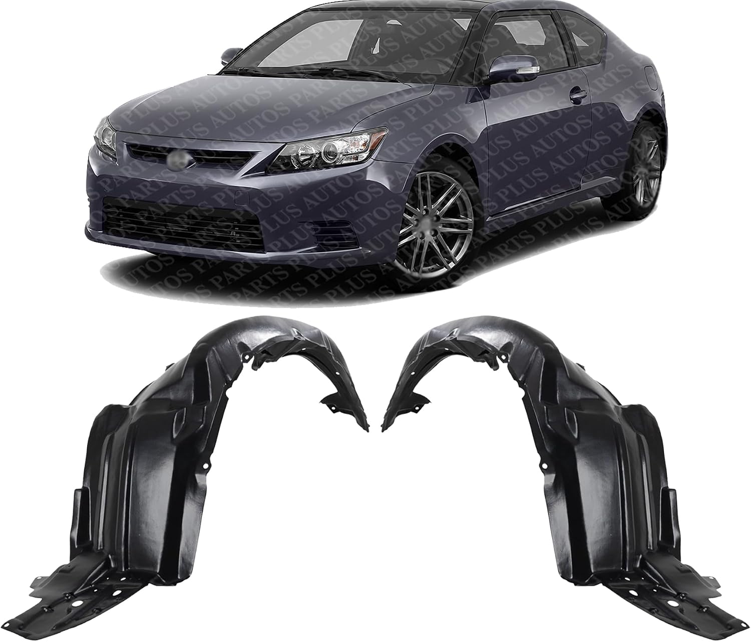 Set Of 2 Front Fender Liner Plastic Left Driver & Right Passenger Side Direct Replacement Compatible With 2011-2013 Scion tC SC1249108 SC1248108 5387521100 5387621100