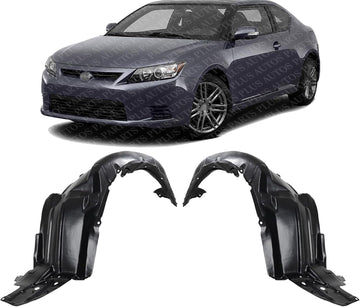 Set Of 2 Front Fender Liner Plastic Left Driver & Right Passenger Side Direct Replacement Compatible With 2011-2013 Scion tC SC1249108 SC1248108 5387521100 5387621100