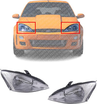 Set Of 2 Front Headlight Assembly Halogen Right Passenger & Left Driver Side Direct Replacement Compatible With 2000-2002 Ford Focus FO2503171 FO2502171 3S4Z13008CC 3S4Z13008CD