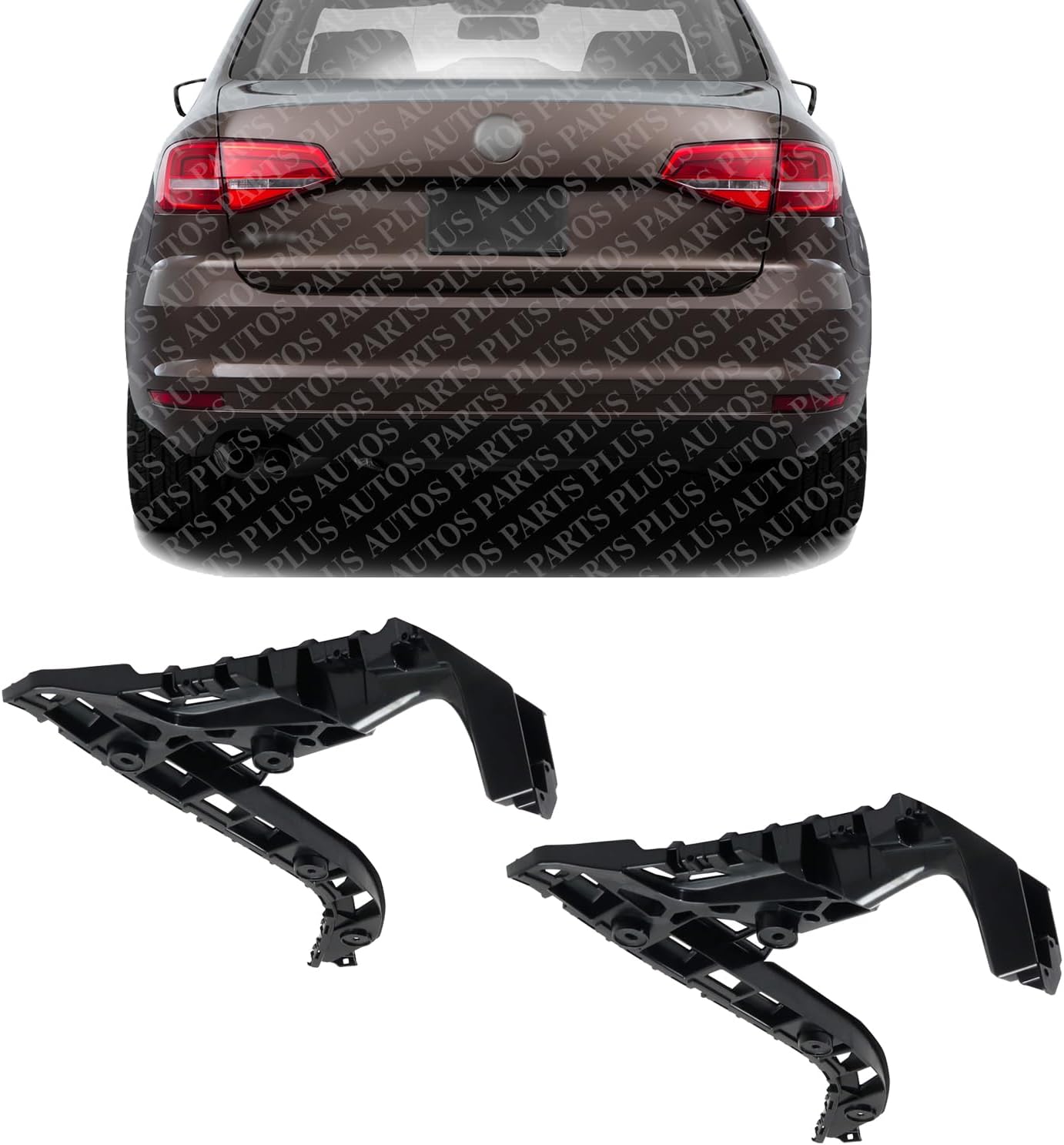 Set Of 2 Rear Bumper Outer Retainer Cover Guide Direct Replacement Compatible With 2015-2018 Volkswagen Jetta VW1142106 VW1143106 5C6807375 5C6807376