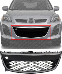 Front Bumper Grille Chrome Plastic Direct Replacement Compatible With 2010-2012 Mazda CX-7 MA1036120 EH45501T0J