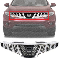 Front Grille Chrome Shell & Primed Insert Direct Replacement Compatible With 2009-2010 Nissan Murano NI1200232 623101AA0A