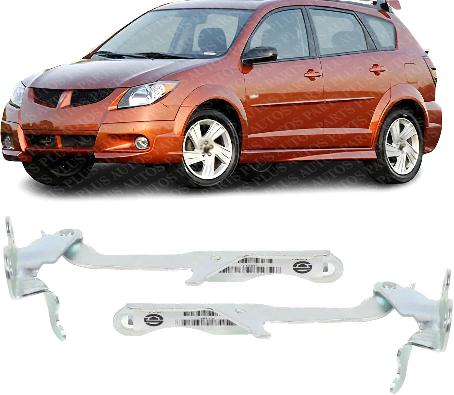 Set of 2 Front Hood Hinge Steel Right Passenger & Left Driver Side Direct Replacement Compatible with 1998-2002 Toyota Corolla / 2003-2008 Pontiac Vibe TO1236106 TO1236105 5341012340