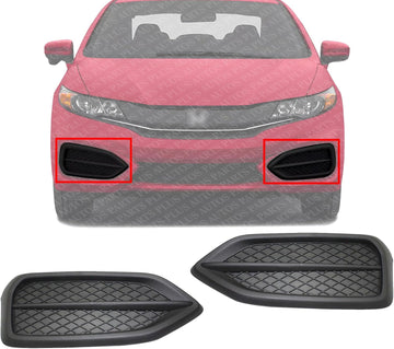 Set Of 2 Fog Light Cover Plastic Left Driver & Right Passenger Side Direct Replacement Compatible With 2014-2015 Honda Civic HO1039122 HO1038122 71106TS8A51 71107TS8A51