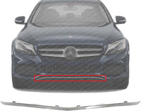 Front Bumper Trim Chrome Plastic Direct Replacement Compatible With 2015-2018 Mercedes Benz C300 MB1044123 2058850123-PFM 2058853123