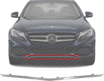 Front Bumper Trim Chrome Plastic Direct Replacement Compatible With 2015-2018 Mercedes Benz C300 MB1044123 2058850123-PFM 2058853123
