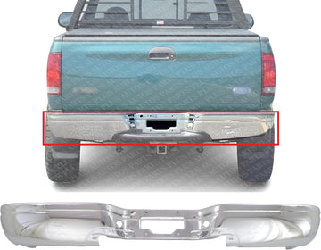 Step Bumper Face Bar Chrome Steel Direct Replacement Compatible With 1997-2003 Ford F-150/2004 Heritage / 1999-2007 Ford F-Series Super Duty FO1102304 XL3Z17906CB YC3Z17906GA