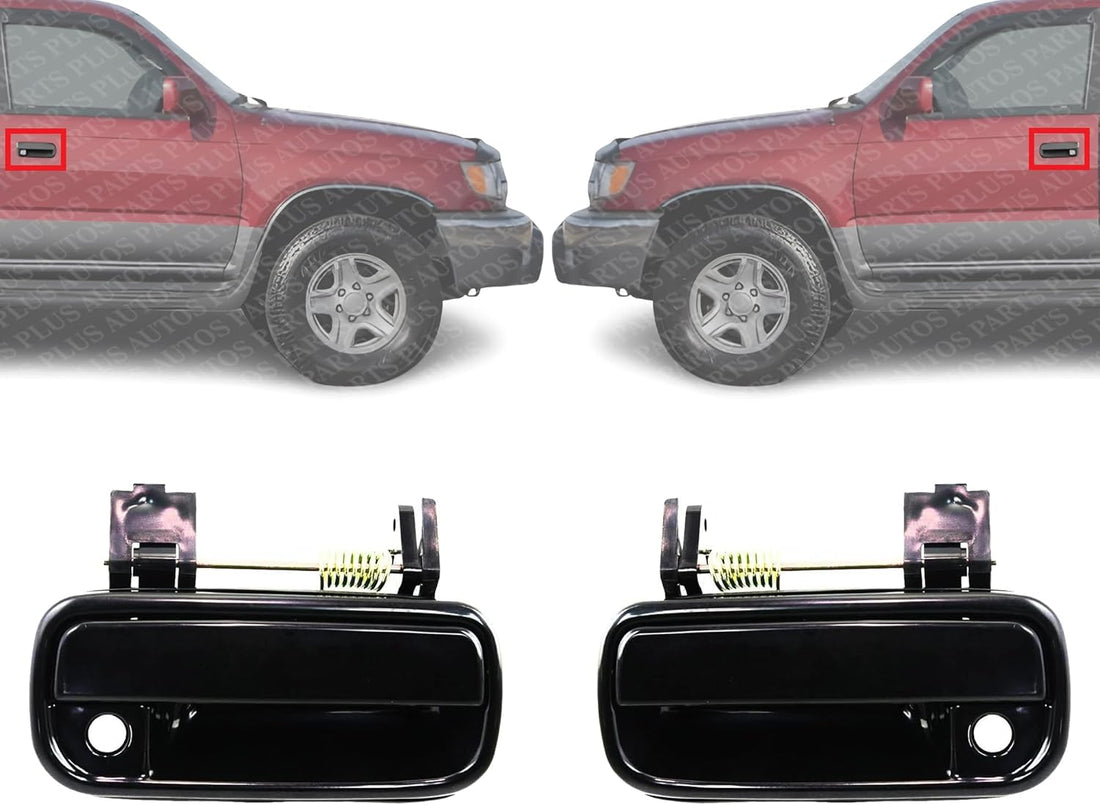 Set of 2 Front Exterior Door Handle Smooth Black Right Passenger & Left Driver Side Direct Replacement Compatible with 1999-2002 Toyota 4Runner TO1311130 TO1310130 6921035100