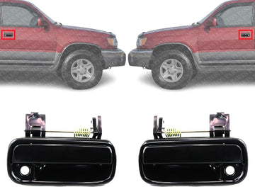Set of 2 Front Exterior Door Handle Smooth Black Right Passenger & Left Driver Side Direct Replacement Compatible with 1999-2002 Toyota 4Runner TO1311130 TO1310130 6921035100