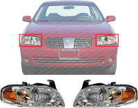 Set Of 2 Front Head Light Assembly Plastic Left Driver & Right Passenger Side Direct Replacement Compatible With 2004-2006 Nissan Sentra NI2502151 NI2503151 260106Z525 260606Z525