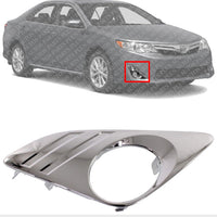 Front Fog Light Trim Molding Chrome Right Passenger Side Direct Replacement Compatible With 2012-2014 Toyota Camry TO1039148 5212706310