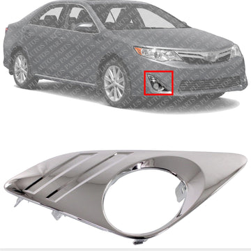 Front Fog Light Trim Molding Chrome Right Passenger Side Direct Replacement Compatible With 2012-2014 Toyota Camry TO1039148 5212706310