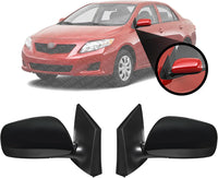 Set Of 2 Front Power Mirror Manual Folding Non-Heated Primed Right Passenger & Left Driver Side Direct Replacement Compatible With 2009-2013 Toyota Corolla TO1320249 TO1320260