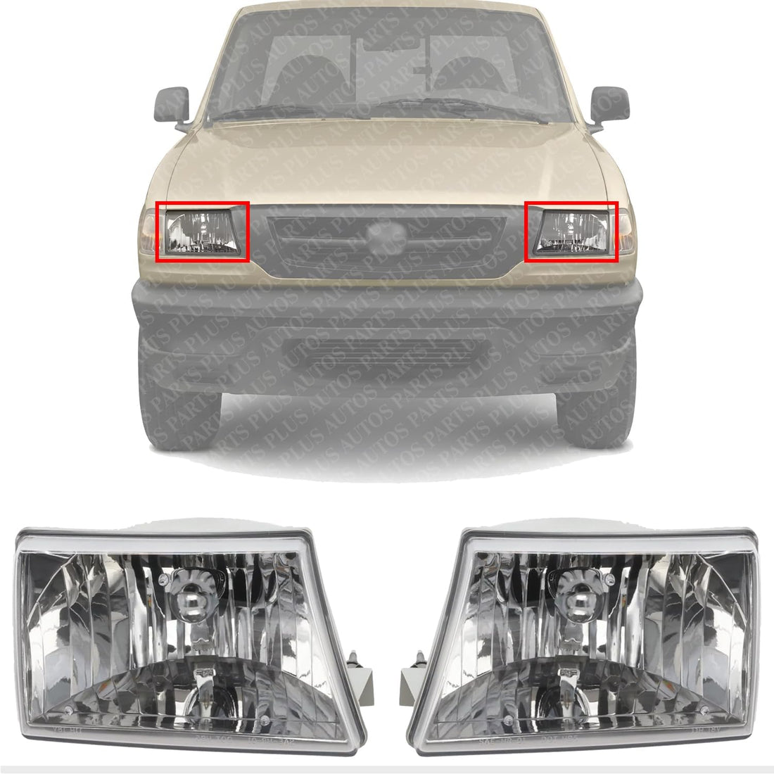 Set Of 2 Front Headlight Assembly Right Passenger & Left Driver Side Direct Replacement Compatible With 2001-2010 Mazda B2300 MA2502117 MA2503117 1FAA51040 1FAA51030