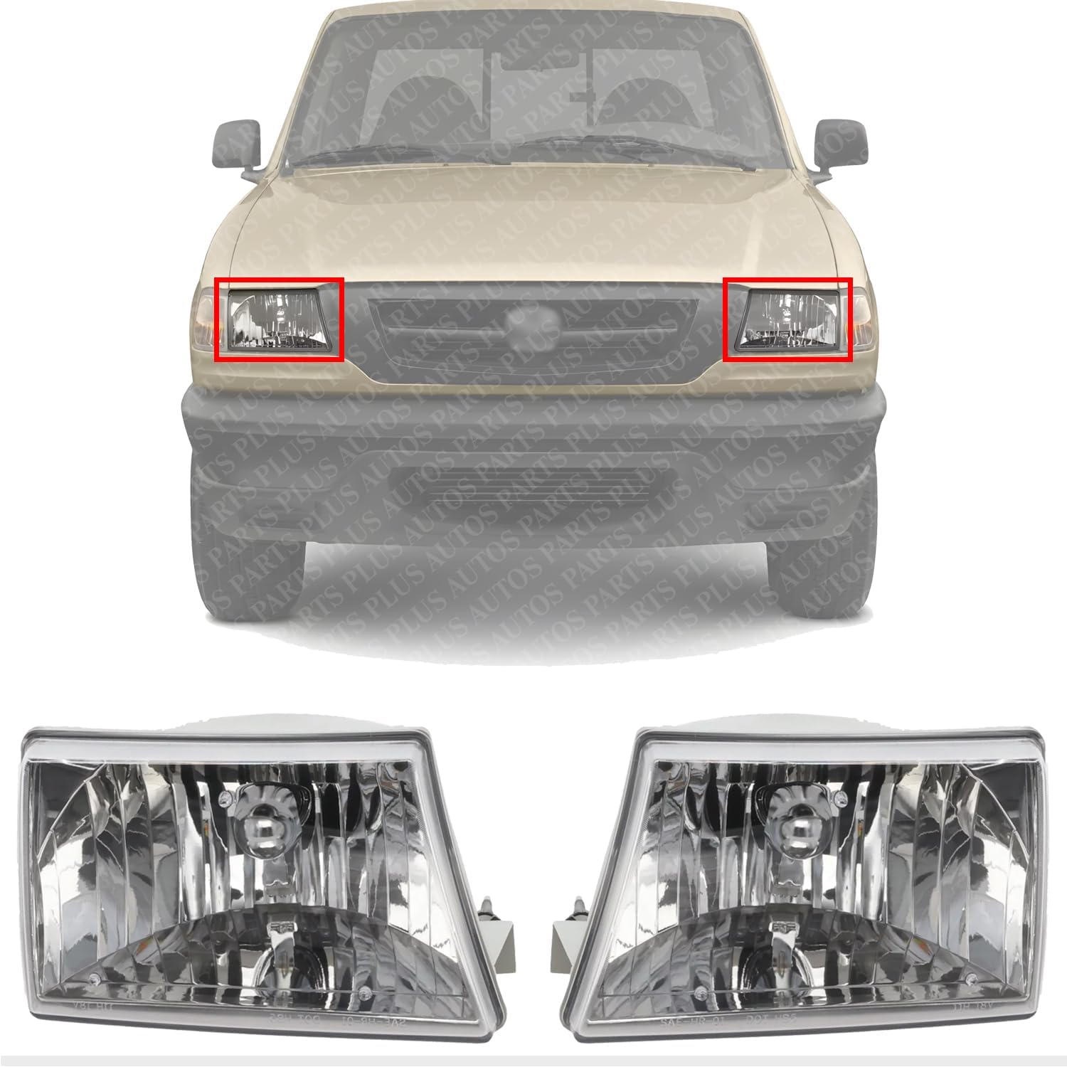 Set Of 2 Front Headlight Assembly Right Passenger & Left Driver Side Direct Replacement Compatible With 2001-2010 Mazda B2300 MA2502117 MA2503117 1FAA51040 1FAA51030
