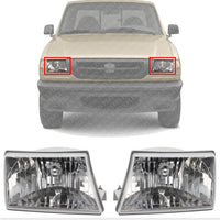 Set Of 2 Front Headlight Assembly Right Passenger & Left Driver Side Direct Replacement Compatible With 2001-2010 Mazda B2300 MA2502117 MA2503117 1FAA51040 1FAA51030