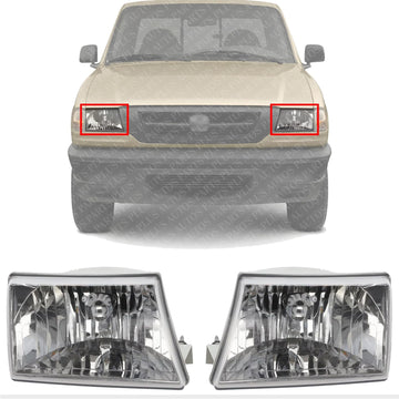 Set Of 2 Front Headlight Assembly Right Passenger & Left Driver Side Direct Replacement Compatible With 2001-2010 Mazda B2300 MA2502117 MA2503117 1FAA51040 1FAA51030