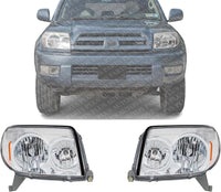 Set Of 2 Front Head Light Assembly Lens And Housing Plastic Left Driver & Right Passenger Side Direct Replacement Compatible With 2003-2005 Toyota 4Runner TO2502146 TO2503146