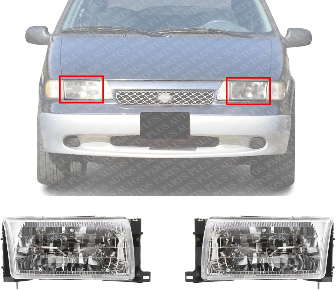 Set Of 2 Front Headlight Assembly Right Passenger & Left Driver Side Direct Replacement Compatible With 1996-1998 Mercury Villager/Nissan Quest NI2502119 NI2503119 F6XZ13N053BB