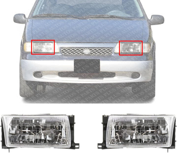 Set Of 2 Front Headlight Assembly Right Passenger & Left Driver Side Direct Replacement Compatible With 1996-1998 Mercury Villager/Nissan Quest NI2502119 NI2503119 F6XZ13N053BB