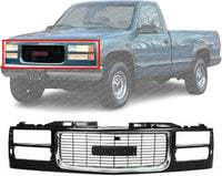 Front Grille Primed Shell And Cross Bar Insert With Chrome Opening Molding Direct Replacement Compatible With 1994-2000 GMC C/K-Series / 1994-1999 Suburban GM1200392 12388709