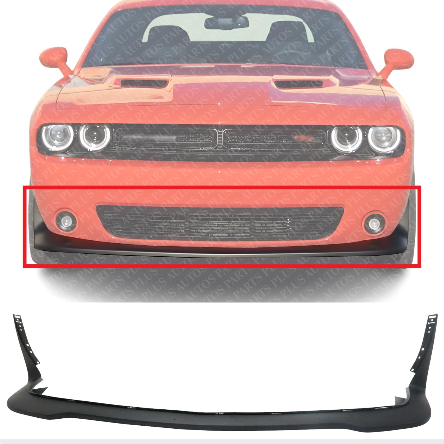 AUTOS PARTS PLUS Front Bumper Lower Valance Air Dam Textured Direct Replacement Compatible With 2015-2023 Dodge Challenger SRT Hellcat CH1090156 68258747AC