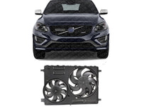 Front Radiator Dual Cooling Fan Assembly Plastic Direct Replacement Compatible with 2008-2015 Volvo S80 / 2010-2017 Volvo XC60 VO3115116 306686296 31686808