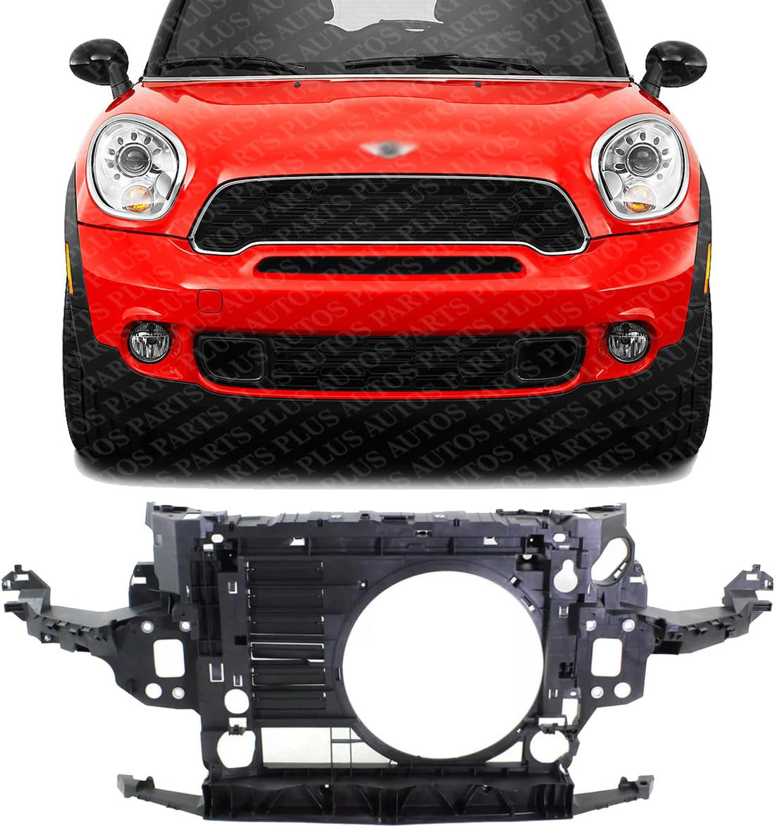 Front Radiator Support Panel Assembly Plastic Direct Replacement Compatible With 2011-2016 Mini Cooper Countryman / 2013-2016 Paceman MC1225108 51649802025