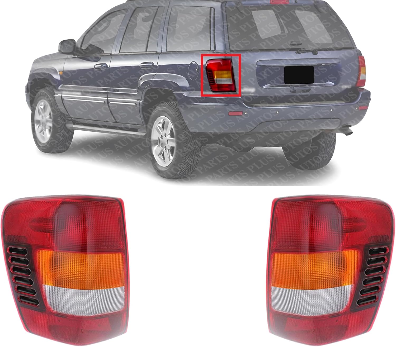 Set Of 2 Tail Light Assembly Left Driver & Right Passenger Side Direct Replacement Compatible With 2002-2004 Jeep Grand Cherokee CH2801150 CH2800150 55155138AJ-PFM 55155138AH-PFM