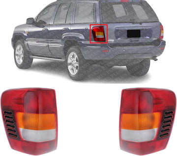 Set Of 2 Tail Light Assembly Left Driver & Right Passenger Side Direct Replacement Compatible With 2002-2004 Jeep Grand Cherokee CH2801150 CH2800150 55155138AJ-PFM 55155138AH-PFM