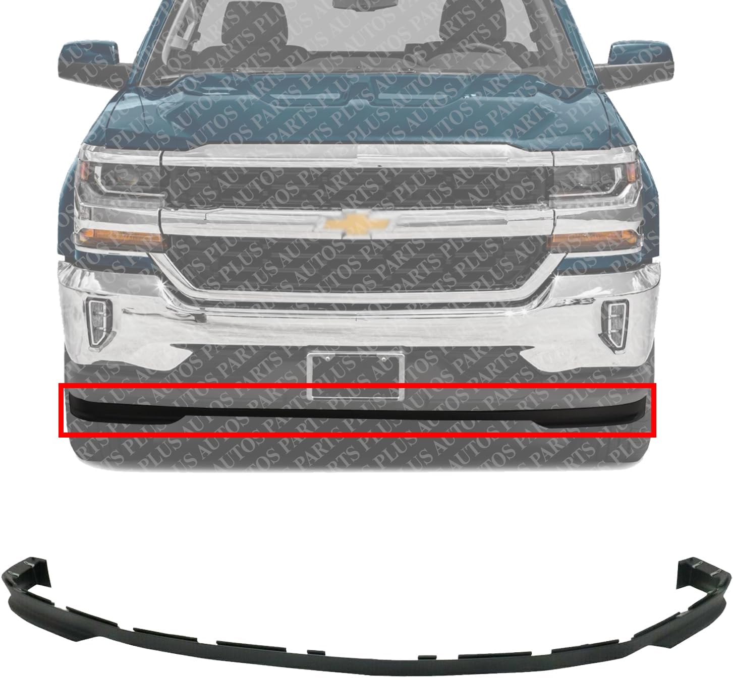 AUTOS PARTS PLUS Front Bumper Lower Valance Air Deflector Textured Direct Replacement Compatible With 2016-2018 Chevrolet Silverado 1500 All Cab Types...