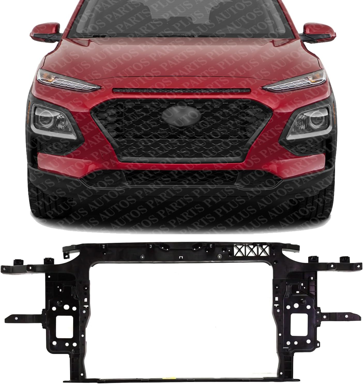 Front Radiator Support Plastic With Steel Direct Replacement Compatible With 2018-2021 Hyundai Kona HY1225208 64101J9000