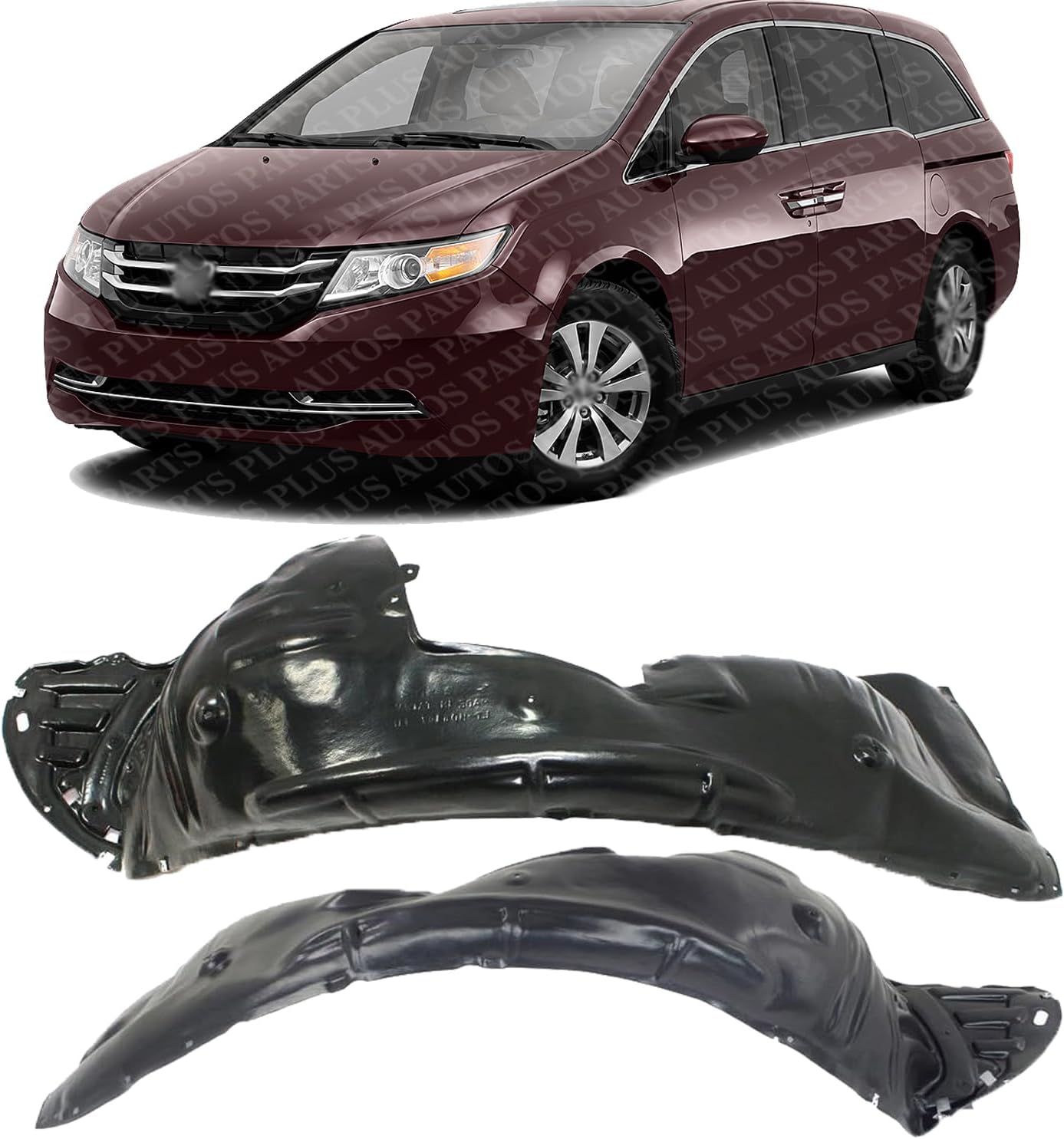 Set Of 2 Front Fender Liner Right Passenger & Left Driver Side Direct Replacement Compatible With 2014-2017 Honda Odyssey HO1249151 HO1248151 74101TK8A10 74151TK8A10