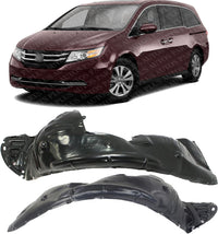 Set Of 2 Front Fender Liner Right Passenger & Left Driver Side Direct Replacement Compatible With 2014-2017 Honda Odyssey HO1249151 HO1248151 74101TK8A10 74151TK8A10