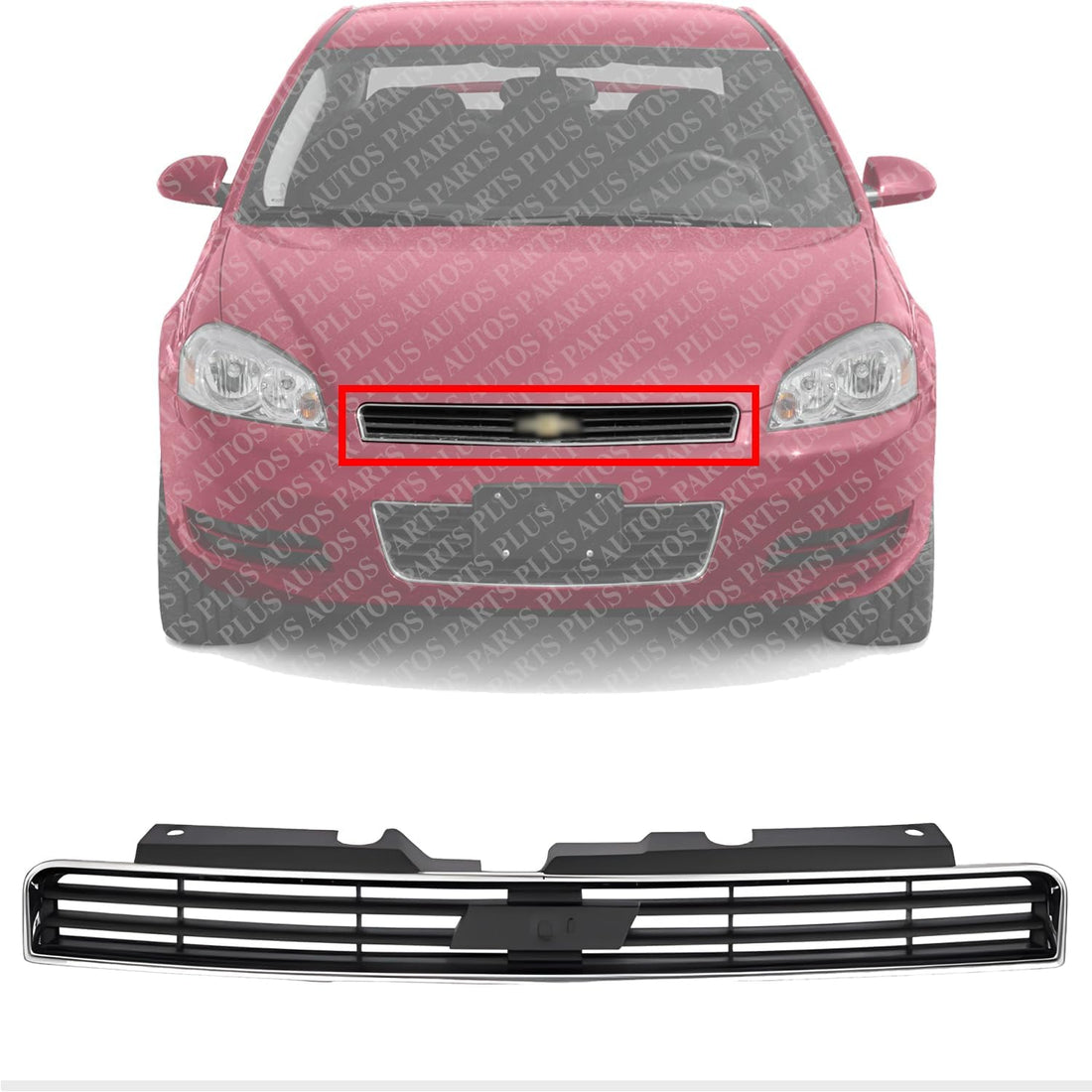 AUTOS PARTS PLUS Front Grille Chrome Shell & Insert Direct Replacement Compatible With 2006-2011 Chevrolet Impala 06-11 / Monte CARLO 06-07 GM1200562...