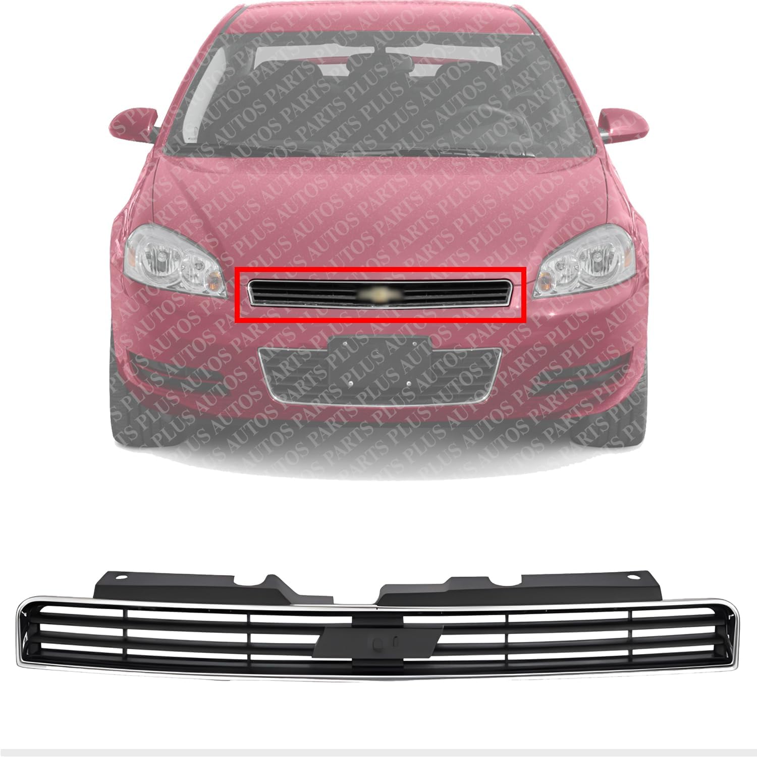 AUTOS PARTS PLUS Front Grille Chrome Shell & Insert Direct Replacement Compatible With 2006-2011 Chevrolet Impala 06-11 / Monte CARLO 06-07 GM1200562...