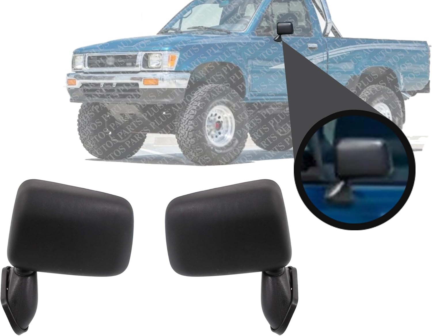 AUTOS PARTS PLUS Set Of 2 Front Mirrors Manual Folding Non-Heated Textured Right Passenger & Left Driver Side Direct Replacement Compatible With 1989-1995 Toyota Pickup 8794089141-PFM 8791089143-PFM
