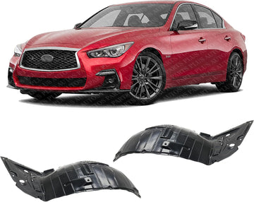 Set Of 2 Front Section Fender Liner Left Driver & Right Passenger Side Direct Replacement Compatible With 2014-2023 Infiniti Q50 IN1249128 IN1248128 638404GA0B 638414GA0B