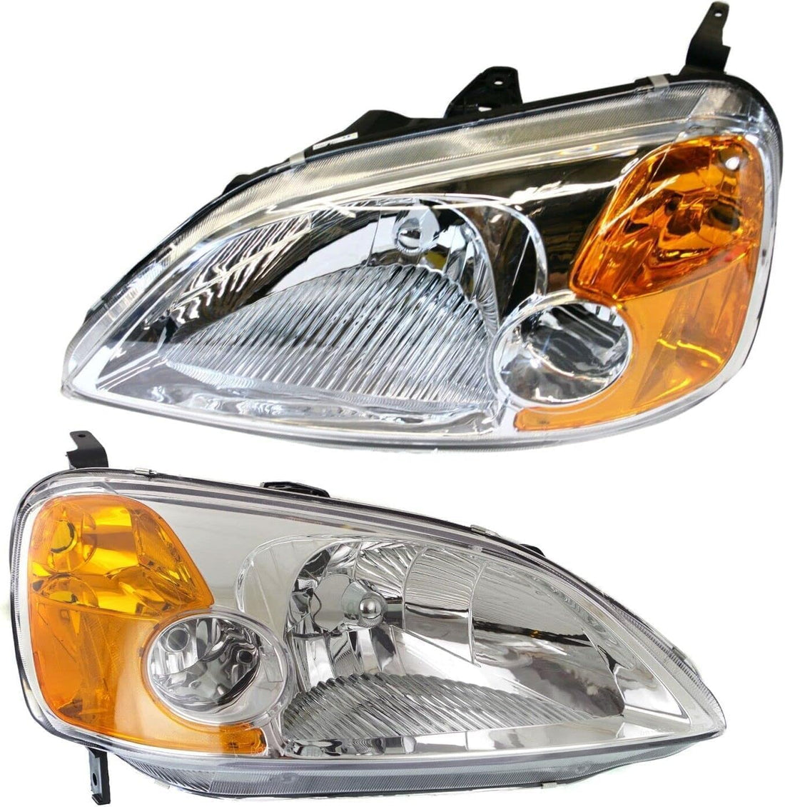 Set Of 2 Front Head Light Lens And Housing Right Passenger & Left Driver Side Direct Replacement Compatible With 2001-2003 Honda Civic HO2519102 HO2518102 33101S5PA01