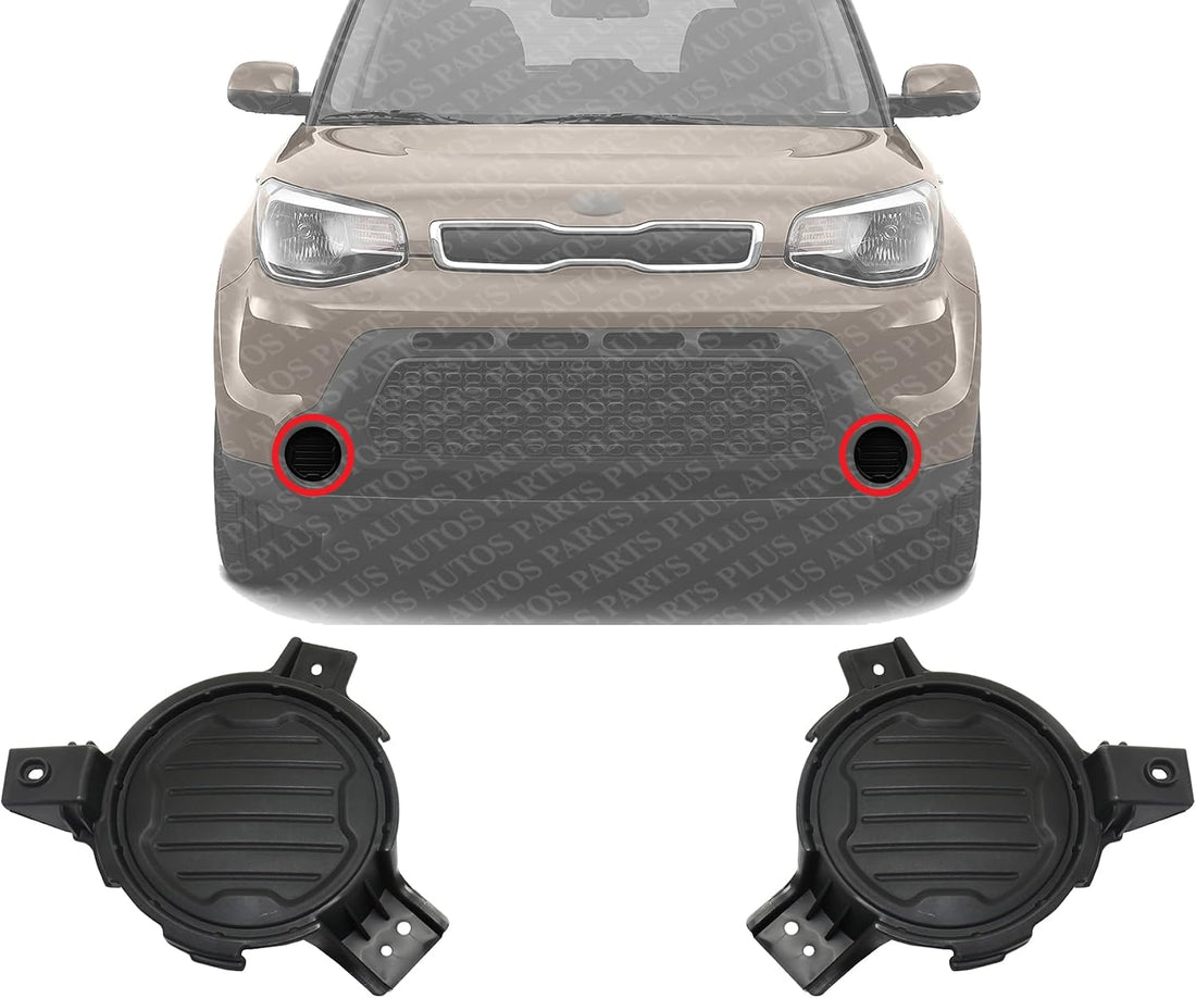 Set Of 2 Front Fog Light Cover Textured Plastic Left Driver & Right Passenger Side Direct Replacement Compatible With 2014-2016 Kia Soul KI1039128 KI1038128 86516B2000 86515B2000