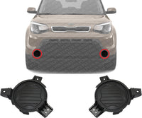 Set Of 2 Front Fog Light Cover Textured Plastic Left Driver & Right Passenger Side Direct Replacement Compatible With 2014-2016 Kia Soul KI1039128 KI1038128 86516B2000 86515B2000