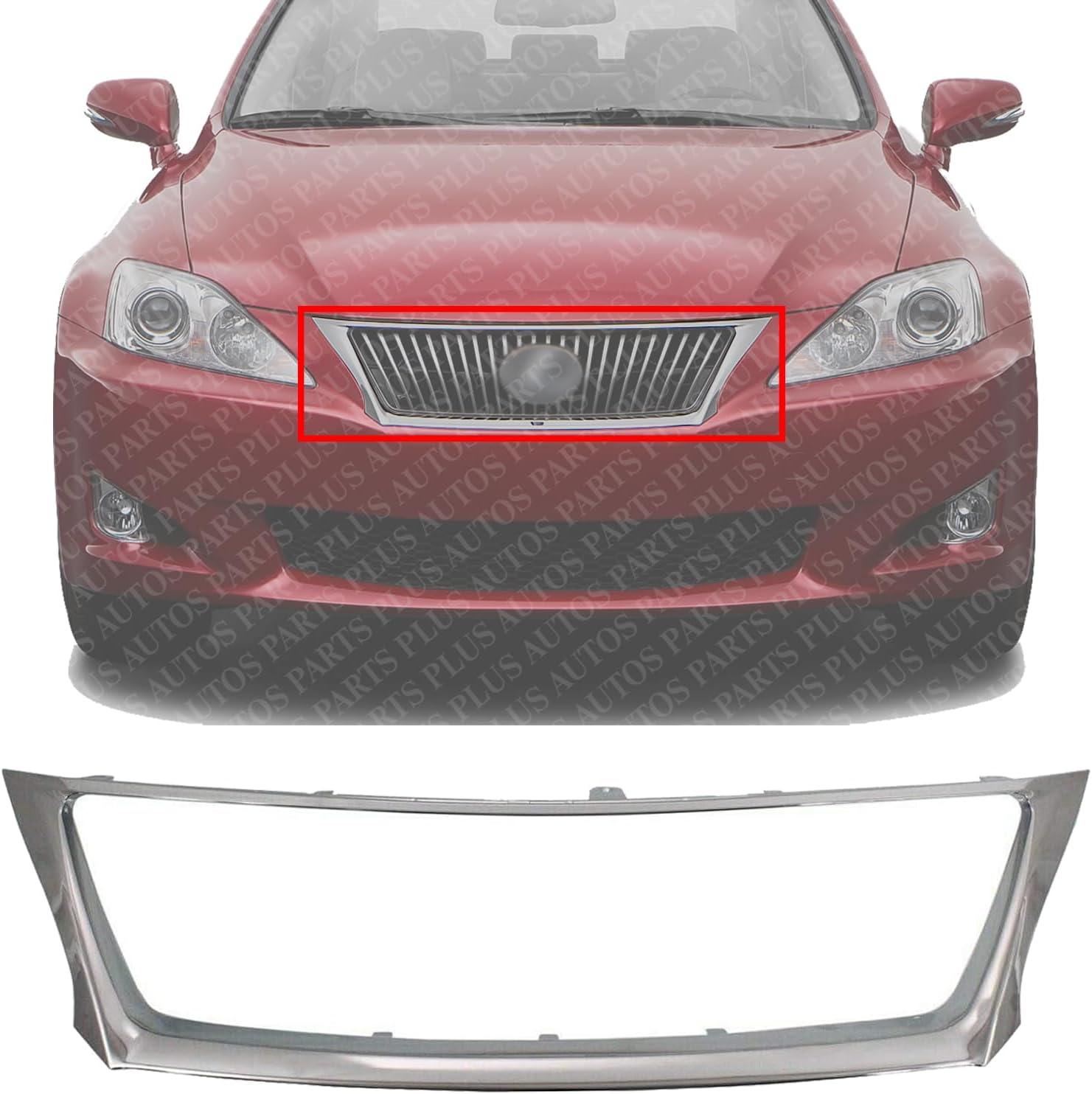Front Bumper Grille Molding Chrome Plastic Direct Replacement Compatible With 2009-2010 Lexus IS250 / IS350 LX1210105 5311153190