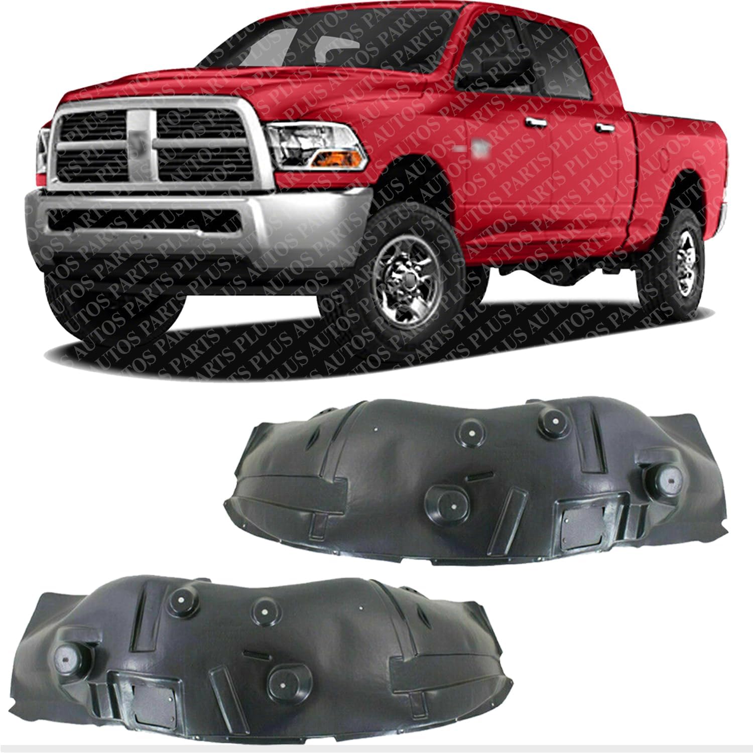 Front Fender Liner Left Driver & Right Passenger Side Direct Replacement Compatible With 2010-2012 Dodge Ram 2500 3500 CH1249158 CH1248158 55372888AG 55372889AG